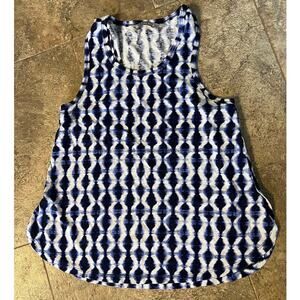 Athleta split seam tie dye geometric tank top, blue print, women's size XS